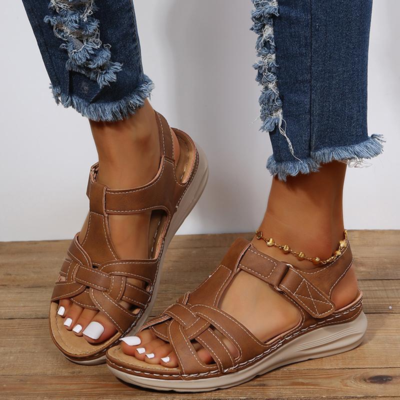 Летние сандалии больших размеров, женские нескользящие пляжные туфли на среднем каблуке с открытым носком, женские удобные легкие сандалии на платформе, Sandalias Mujer