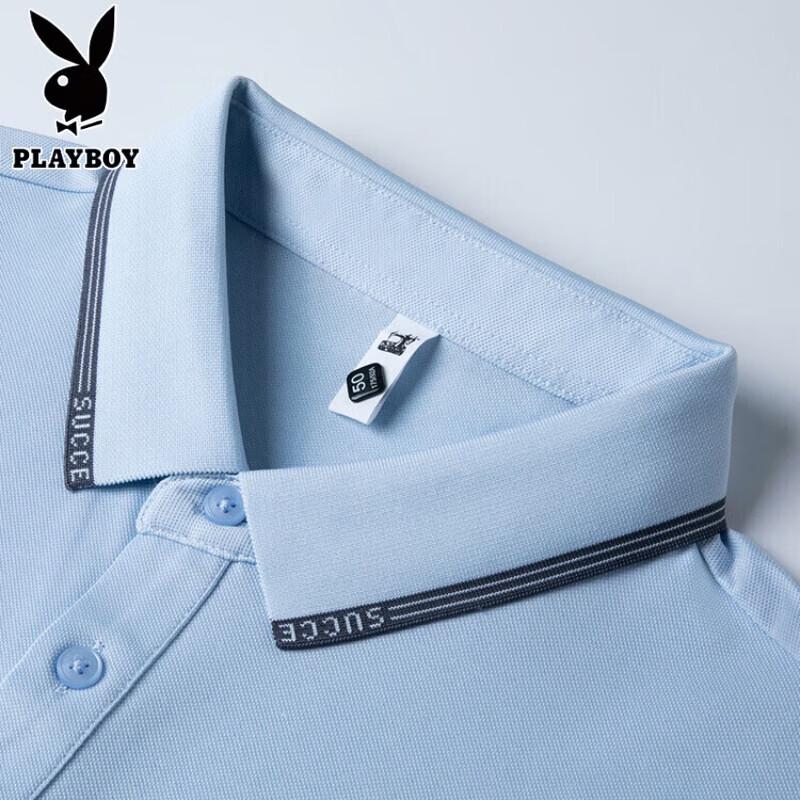 PLAYBOY Мужская дышащая рубашка-поло из смеси шелка тутового дерева
