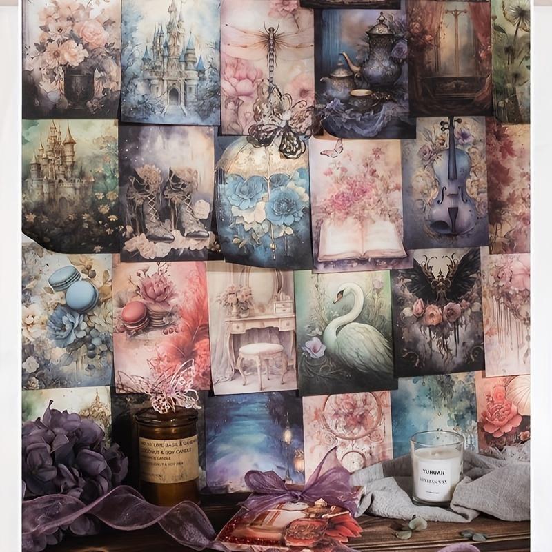 50 листов/упаковка, винтажный фэнтезийный фон, дворцовый цветок, материал для украшения, бумага, идеально подходит для журнала, скрапбукинга, сделай сам, принадлежности