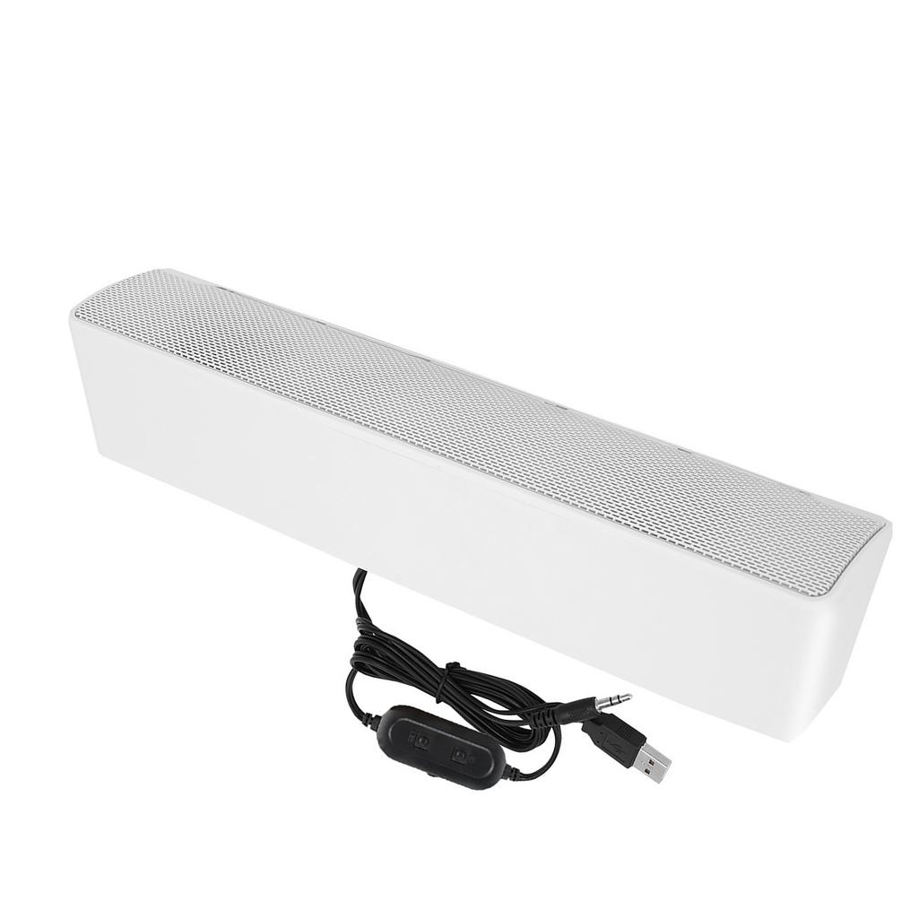 USB Wired Stereo Soundbar Music Player Bass Surround Sound Box 3.5mm Input for PC Cellphones