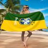 Brazilian Football Crest Printed Microfiber Beach Towel, Soft And Absorbent, Quick-Dry, Ideal for Summer Travel, Beach Essential, Swimming Pool