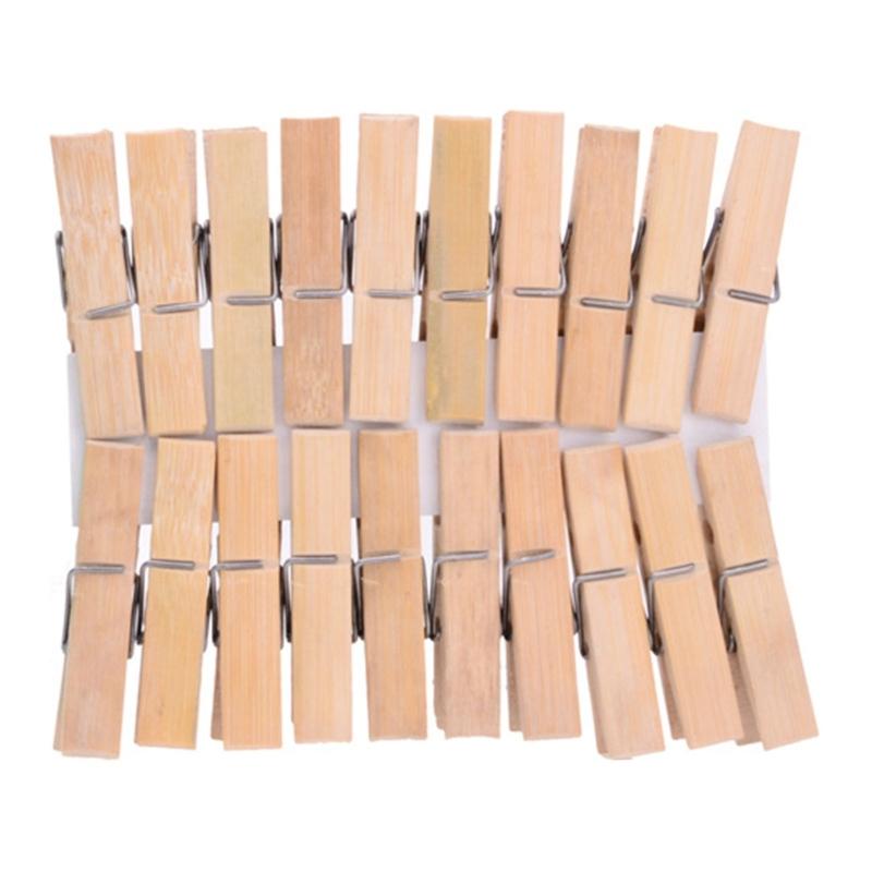Упаковка из 20 натуральных бамбуковых прищепок, бамбуковые зажимы с нержавеющей пружиной для стирки, рукоделия, домашней организации