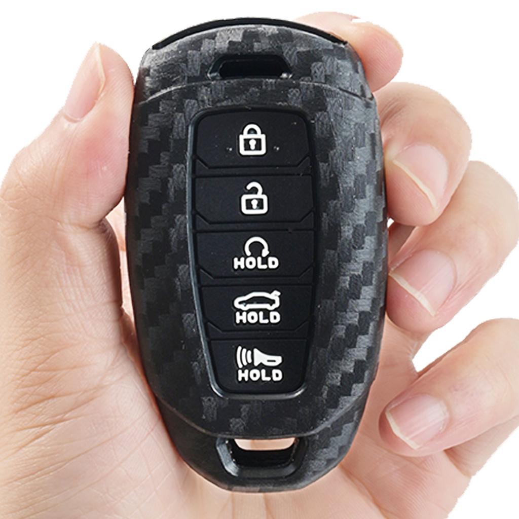 Брелок для ключей из углеродного волокна, чехол для автомобильного пульта дистанционного управления, чехол для брелока, держатель для защиты Hyundai Palisade Elantra 2021 2020 2019, автозапчасти