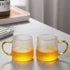 Single Layer Glass Cup with Handle Hammer Pattern Transparent Glass Juice Drink Tea Drinking Water Cup Household Milk Tea Cup