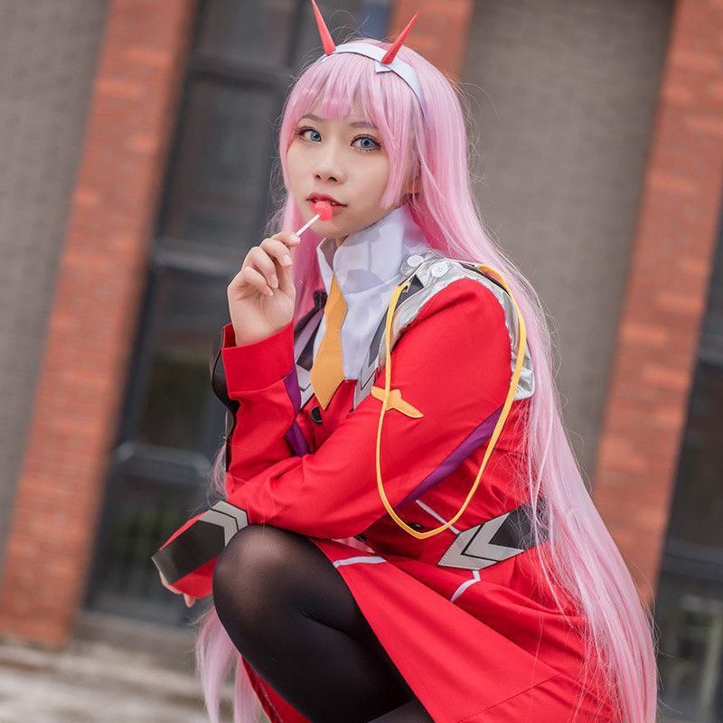 Потрясающий косплей-костюм Зеро Ту из Darling In The Franxx в красной униформе для Хэллоуина