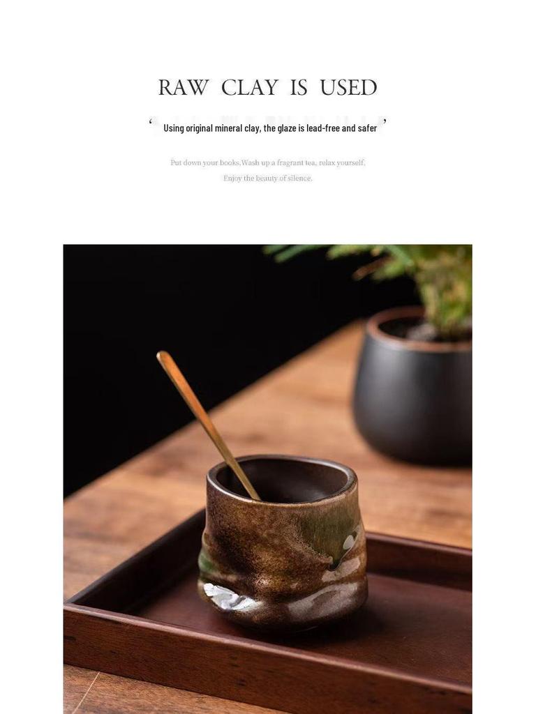 Ретро керамическая кружка с глазурью «хамелеон»: Плиссированная кофейная чашка из грубой керамики