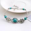 Декор в виде бабочек, регулируемый браслет унисекс, бирюзовые бусины ручной работы, браслет в стиле ретро, ​​ювелирные аксессуары