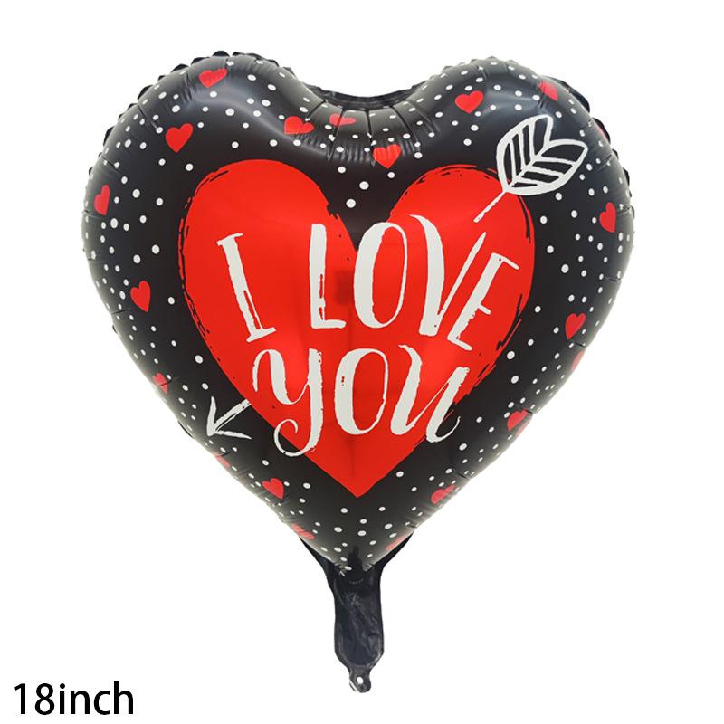 Qianshun Heart-shaped Aluminum Foil Balloons 18 Inch Silk Screen Printed I Love You Helium Wedding Valentine's Day Decoration