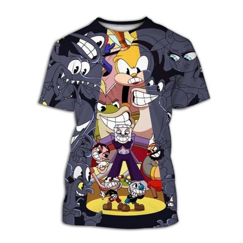 2025 Cuphead 3D-печатная мужская повседневная летняя модная футболка с круглым вырезом, забавная, подходит как для мужчин, так и для женщин, топ с коротким рукавом размер