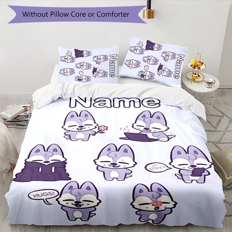 3pcs Kpop Team2 Cover Set - Personalized Name, HD Printed Bedding with 1 Cover and 2 Pillowcases - Perfect for Home Decor, Easy Care