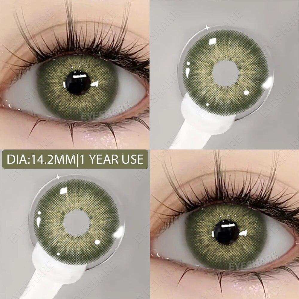 AMARA 1 пара цветных контактных линз Натуральные линзы для глаз Синие линзы для глаз Коричневые линзы Серые зрачки Ежегодные косметические зеленые контакты