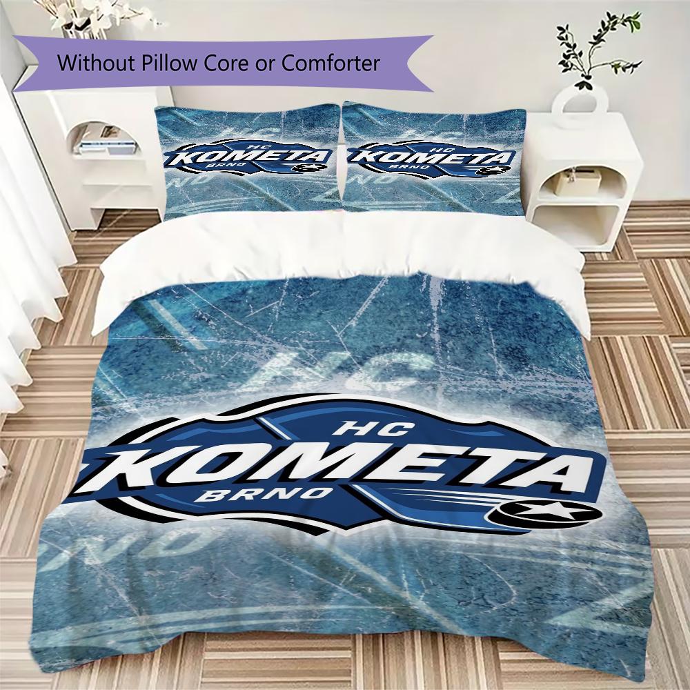 HC Kometa Brno Pattern Bedding uilt Set uilt Cover Pillowcase Home Decoration Birthday Gift (1 * duvet cover + 2 * pillowcase without core)
