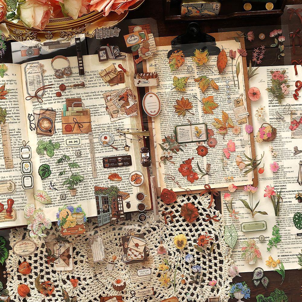 Infeel.Me Ретро Растения и Цветы Вырубные ПЭТ Стикеры для Ежедневников