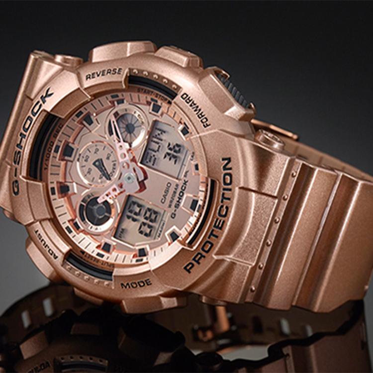 CASIO Men Liquid Crystal/Analog Dual Display Series Gold Watch GA-100GD-9APR GA-100GD-9APR