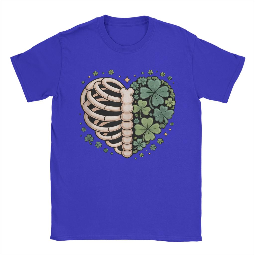 Lucky Bones Shamrock Skeleton Ribcage Heart TShirt Summer Cotton TShirts Adult Hippie Casual Tee Shirt ShortSleeve Top Tees