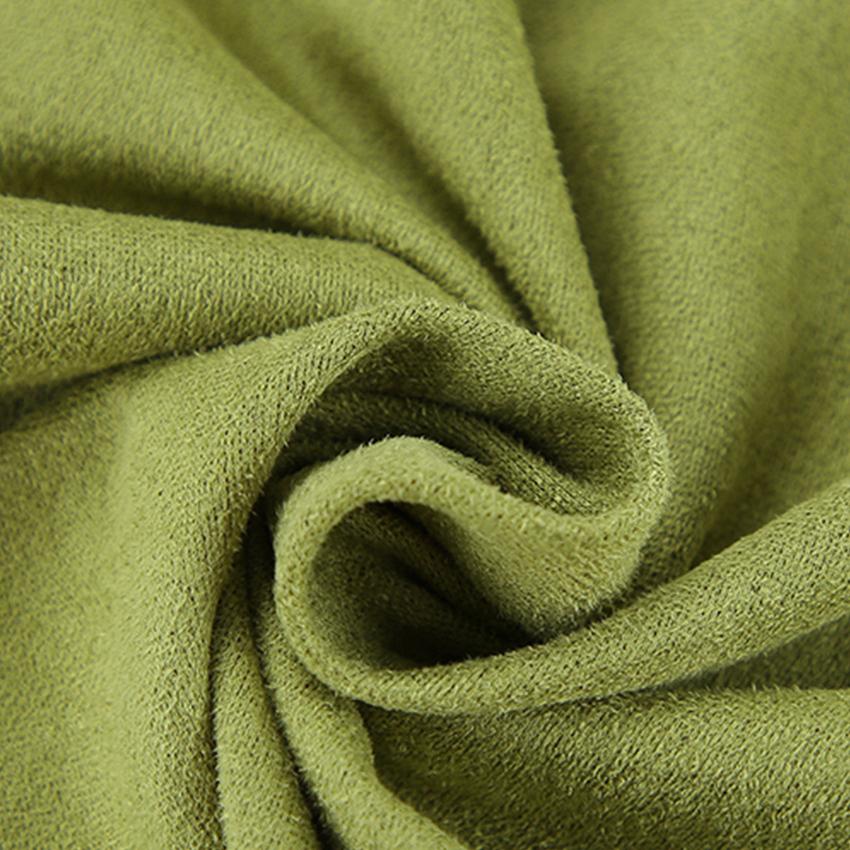 2025 Осень Винтаж Зеленая замшевая юбка А-силуэта с разрезом по низу и высокой талией, облегающая вельветовая юбка миди