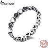 BAMOER Genuine 925 Sterling Silver Stackable Ring Heart Black CZ Finger Rings for Women