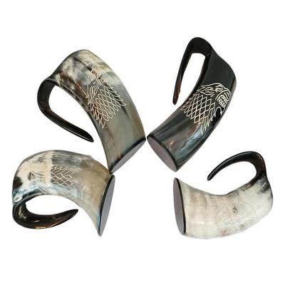 Кружка Nautral Horn, набор из 4 кружек, с печатью волка, посуда Viking для PUBG, Hiking Lover, натуральная, поэтому ее можно использовать в запрещенных для пластика местах.