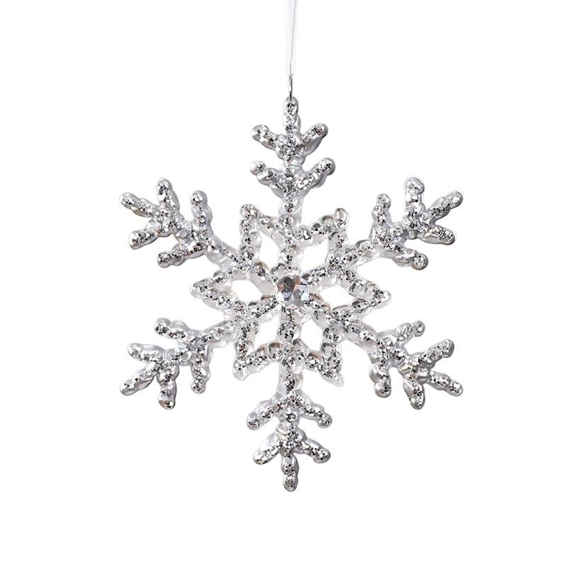Transparent Gradient Snowflake Christmas Tree Ornament Acrylic Reindeer Bell Hanging Decor Holiday Party