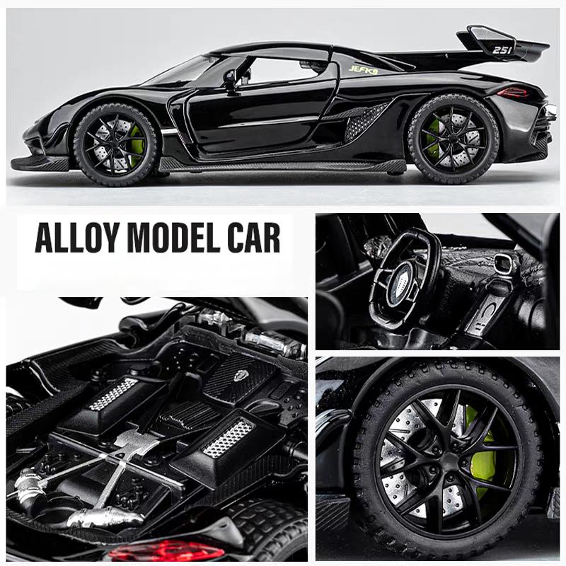 Koenigsegg Jesko Attack Суперкар Симуляция Литые и Игрушечные Транспортные Средства Звуки и Свет Машинка с Инерционным Двигателем 1:32 Подарки из сплава для детей