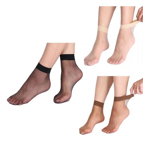 10 Pairs Women's Ankle High Sheer Socks Soft Nylon Socks Summer Ultra Thin Silky Socks Cool See Through Nude Stockings
