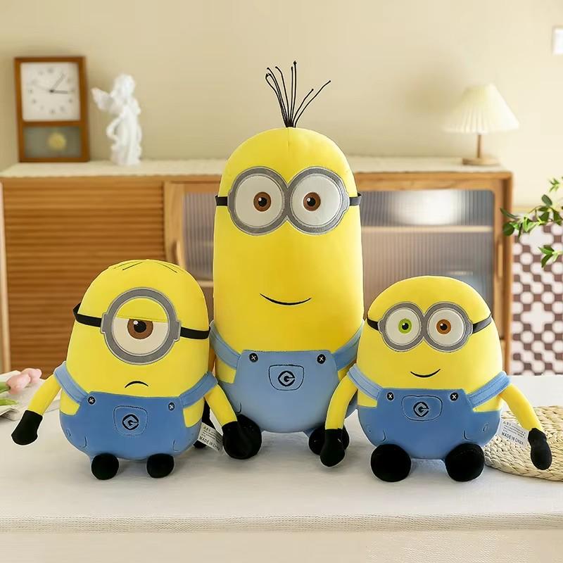 *Minions Movie Periphery Yellow Plush Bob Plush Stuart Stuffed Toys In Jeans Soft Doll Pillow Decoration Children Birthday Gift