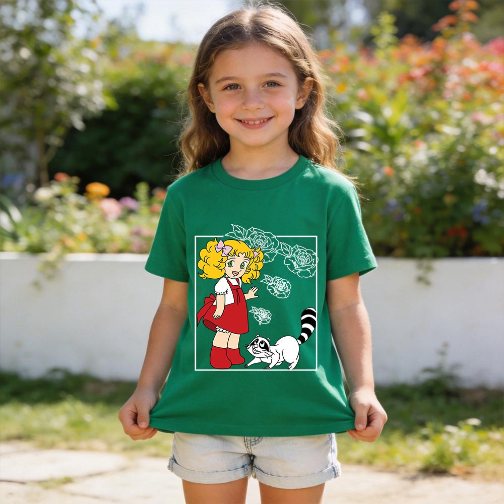 Candy Candy Anime Print Boys Girls Cotton T Shirt Children Casual Short Sleeve Tops Soft Breathable Summer Tees