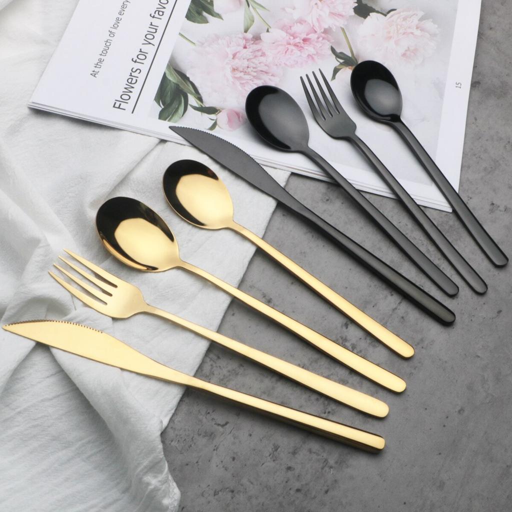 5/10/20 Pcs Colorful Dinnerware Cutlery Set 304 Stainless Steel Flatware Set Mirror Knife Fork Spoon Tableware Set Kitchen Silverware