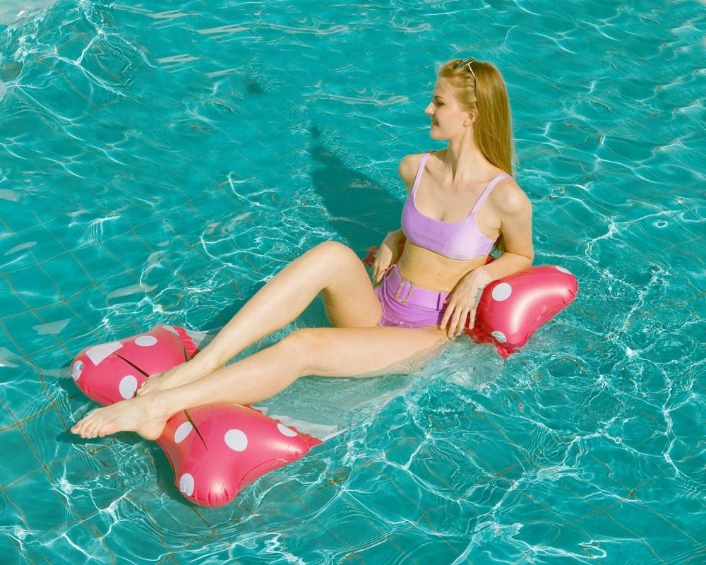 Летний надувной плавающий гамак - армированный ПВХ + нейлоновая сетка, большой вместимости, водный шезлонг для бассейна/озера/пляжа, портативная конструкция