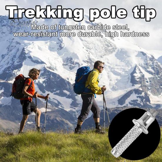 6 шт., сменные насадки для треккинговых удочек из вольфрамовой стали, нержавеющие, устойчивые к коррозии, прочная ручка, универсальные насадки для трости, насадки для треккинговых палок
