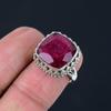 Indian Ruby Gemstone Solid 925 Sterling Silver Split Shank Handmade Ring Gift For Women & Girls