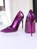 Модные новые фиолетовые лаковые туфли-лодочки на тонком высоком каблуке, с мелким вырезом, сексуальный кроссдрессинг, большой размер 12 см
