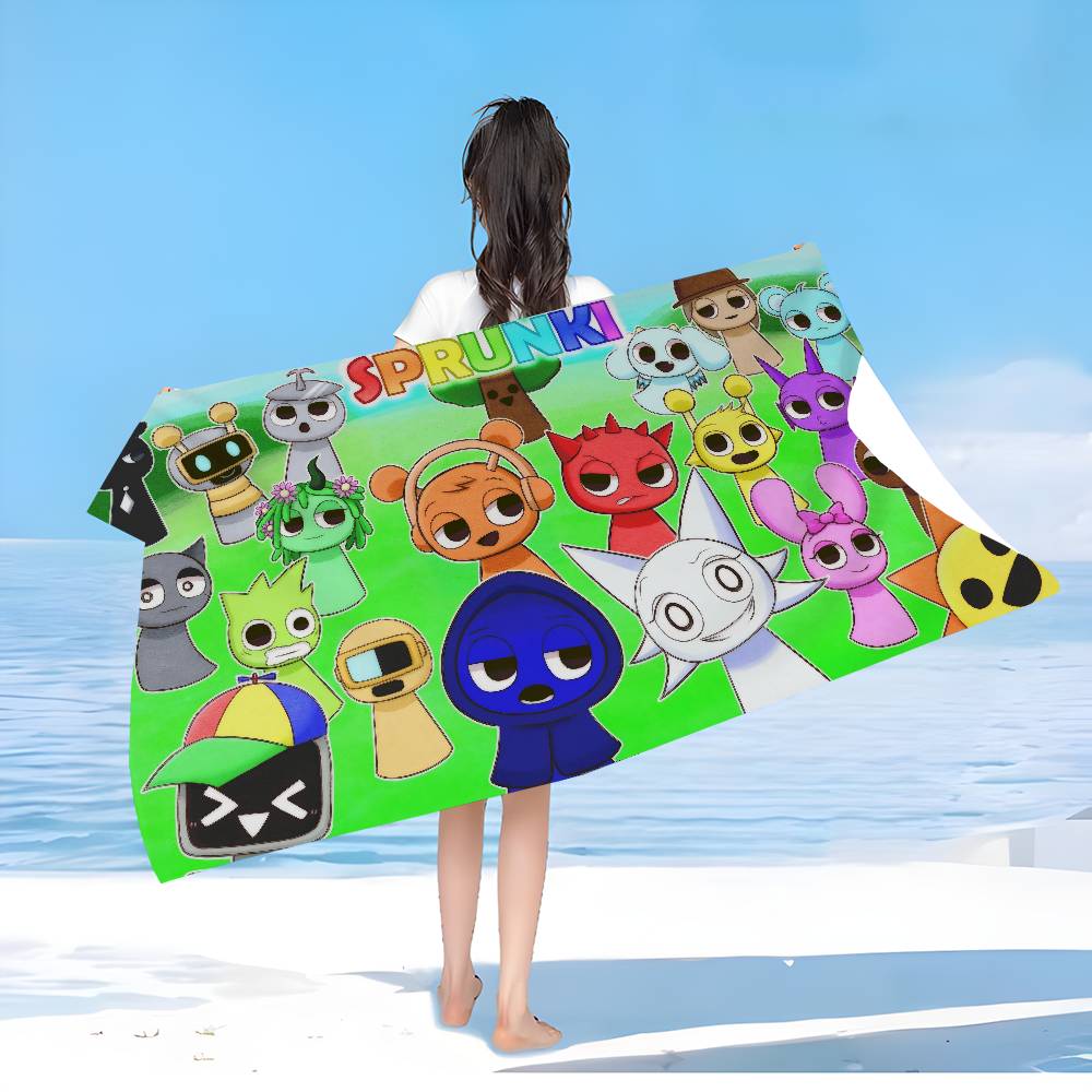 S-Sprunki Incredibox Микрофибровое Пляжное Полотенце Впитывающее Быстросохнущее Мягкое Для Йоги Плавания Курорта Альпинизма