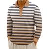 Men's Casual Striped Print Button-Up Long-Sleeve Tops