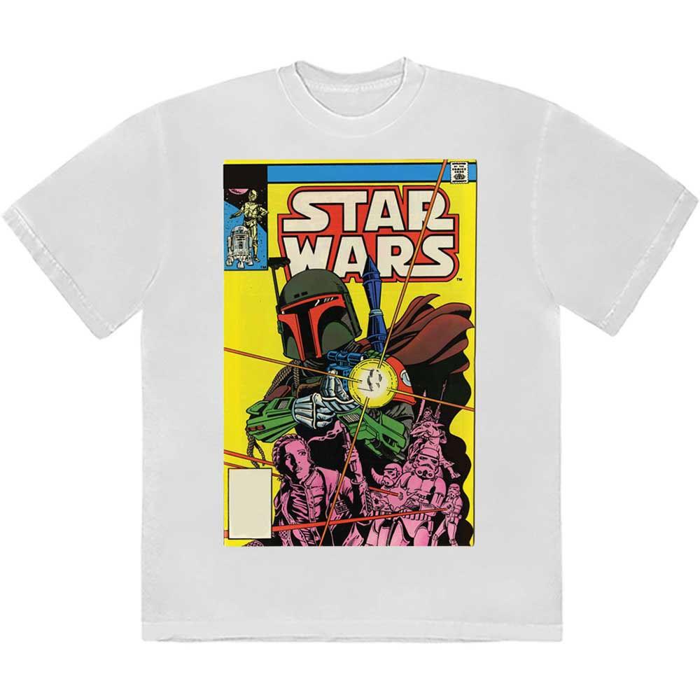 Men's Star Wars Boba Fett Comic Cover T-shirt XX-Large White