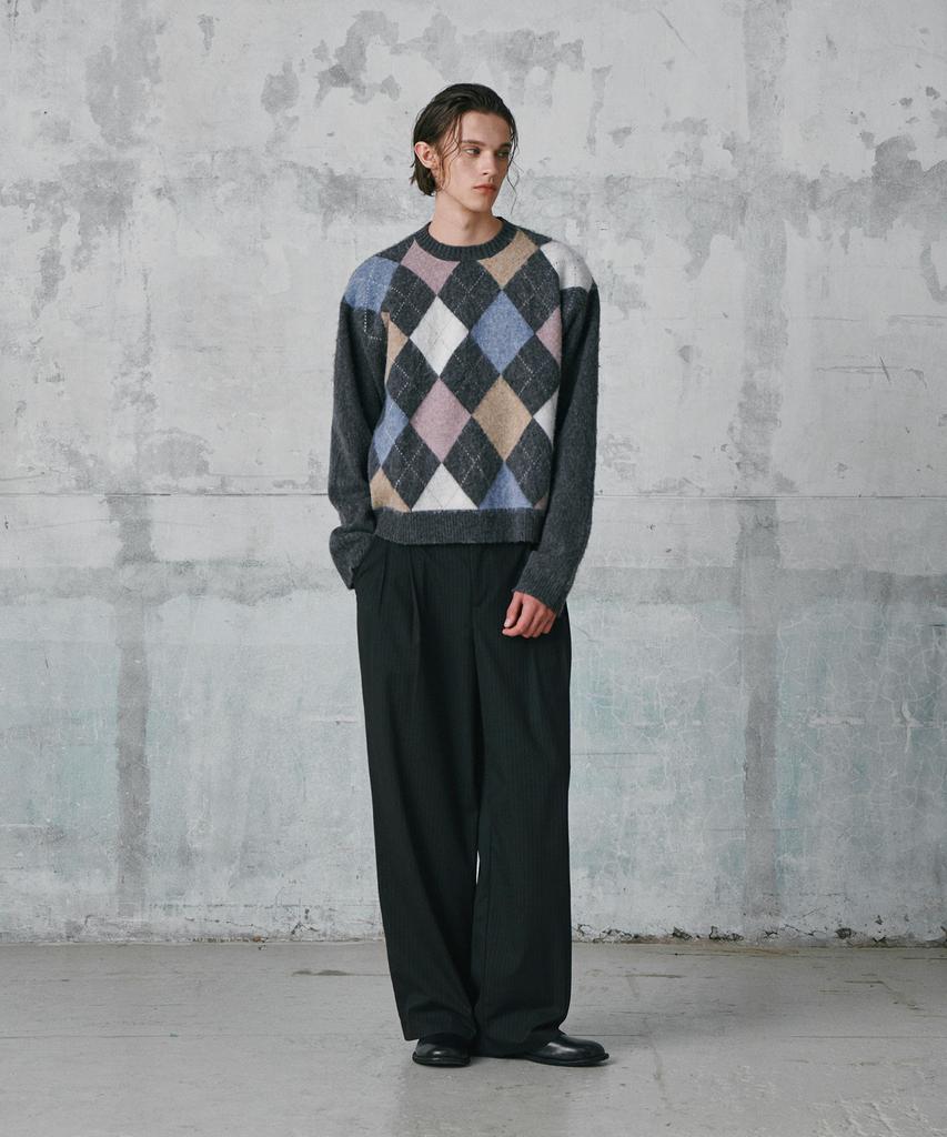 GLW Soft Argyle Knit Charcoal