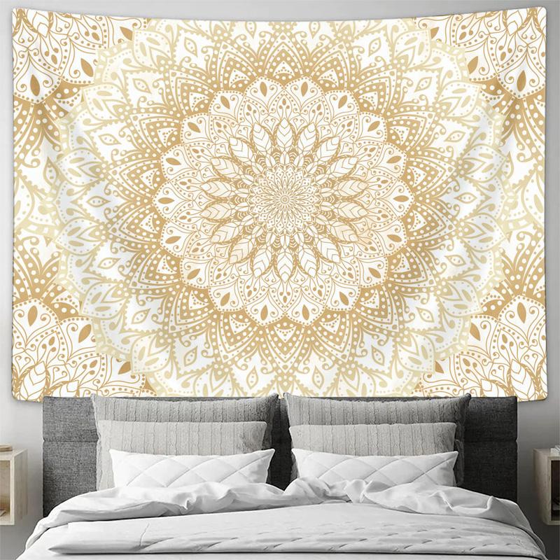 Golden Mandala Pattern Decorative Hanging Cloth Bedroom Wall Decorative Tapestry