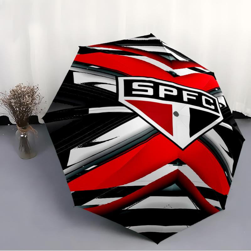 Printed São Paulo FC logo Folding Umbrella,Outdoor,Leisure,And Travel Umbrella,Durable Umbrella Fabric,Birthday And Holiday Gift