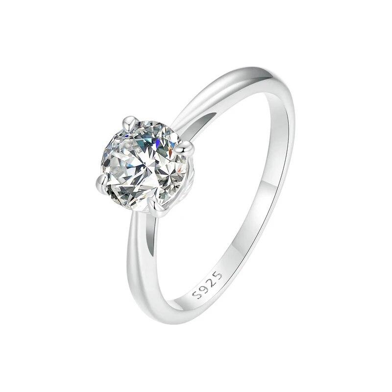 Bamoer 1.0CT Moissanite Ring D Color VVS1 EX Lab Diamond Wedding Ring for Women Engagement 925 Sterling Silver Fine Jewelry Gift
