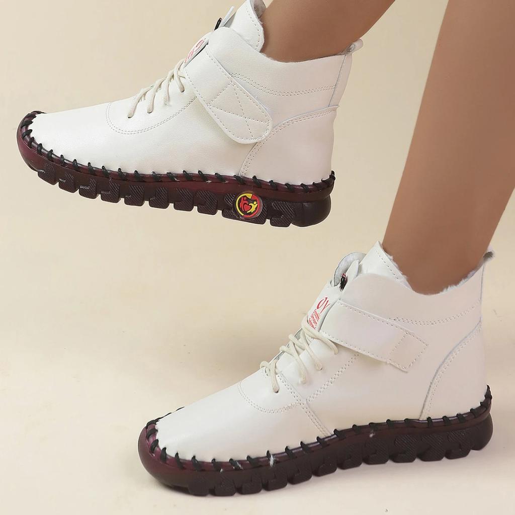 2024 New Women Sneakers Winter Ankle Hand Sewing Thread Mom Boots Cotton Designer Shoes for Women Waterproof Short Snow Sneakers