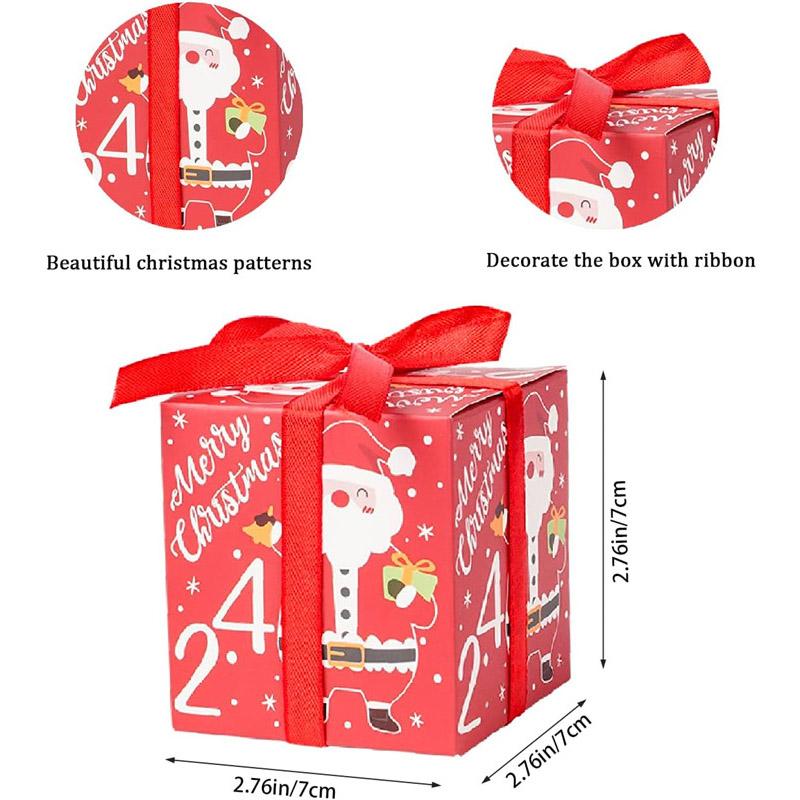 24 Pcs DIY Christmas Advent Calendar Boxes 24 Days Advent Countdown Gift Boxes Christmas Cardboard Number Boxes
