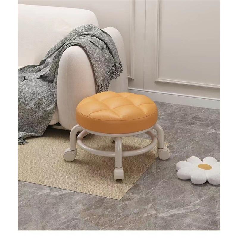 Universal Wheel Small Stool Household Pulley Low Stool Wheeled Bench Small Round Stool Sofa Stool Small Chair Plastic Backrest