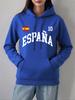 España Flag Number 10 Prints Hoodies Womens Comfortable Loose Sweatshirts Winter Fleece Warm Pullovers Basics Pocket Clothes