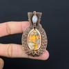 Crazy Lace Agate & Moonstone Gemstone Handmade Pure Copper Wire Wrap Jewelry Pendant
