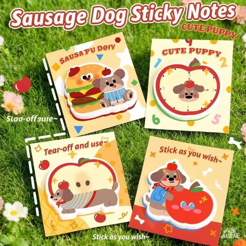 Kawai Ins Cute Sausage Puppy Notes Special Shaped Tearable Message Sticky Cartoon High Value N Times Sticker Lovely Memo Pad
