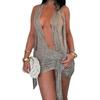 Women Lingerie Nightdress Snake Print Halter Bodycon Mini Short Sleepwear Tie-up Dress