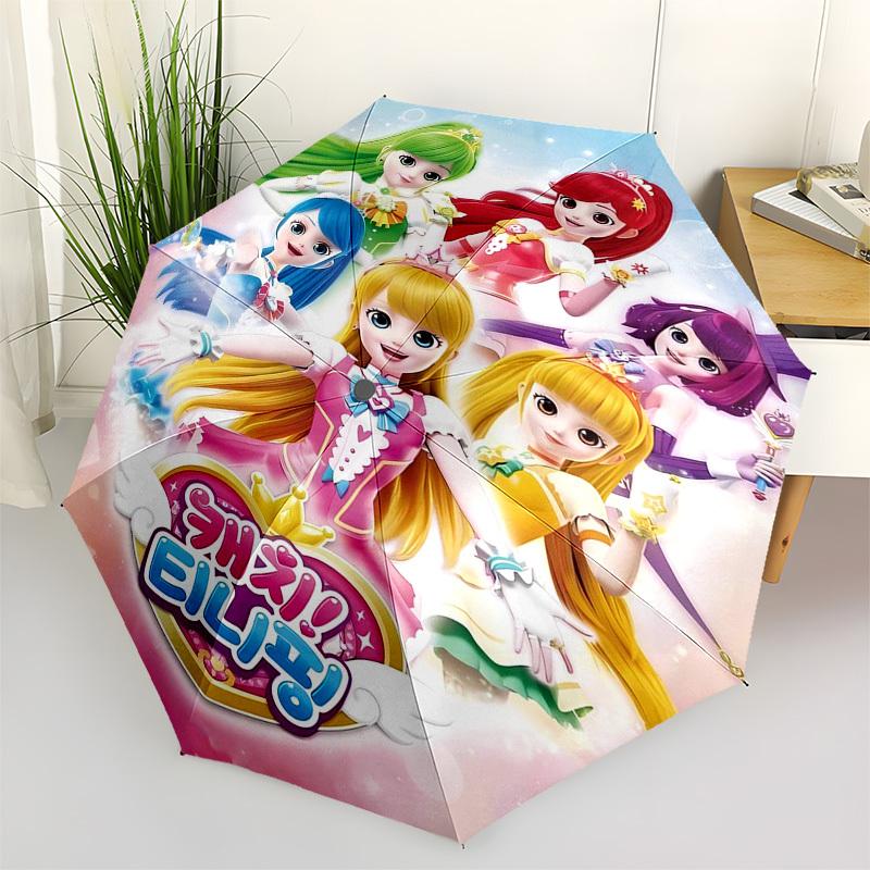 Princesses, Fantasy Themed Automatic Opening and Closing Umbrella, Compact Travel Umbrella, Lightweight and Portable, Suitable for Beach Com