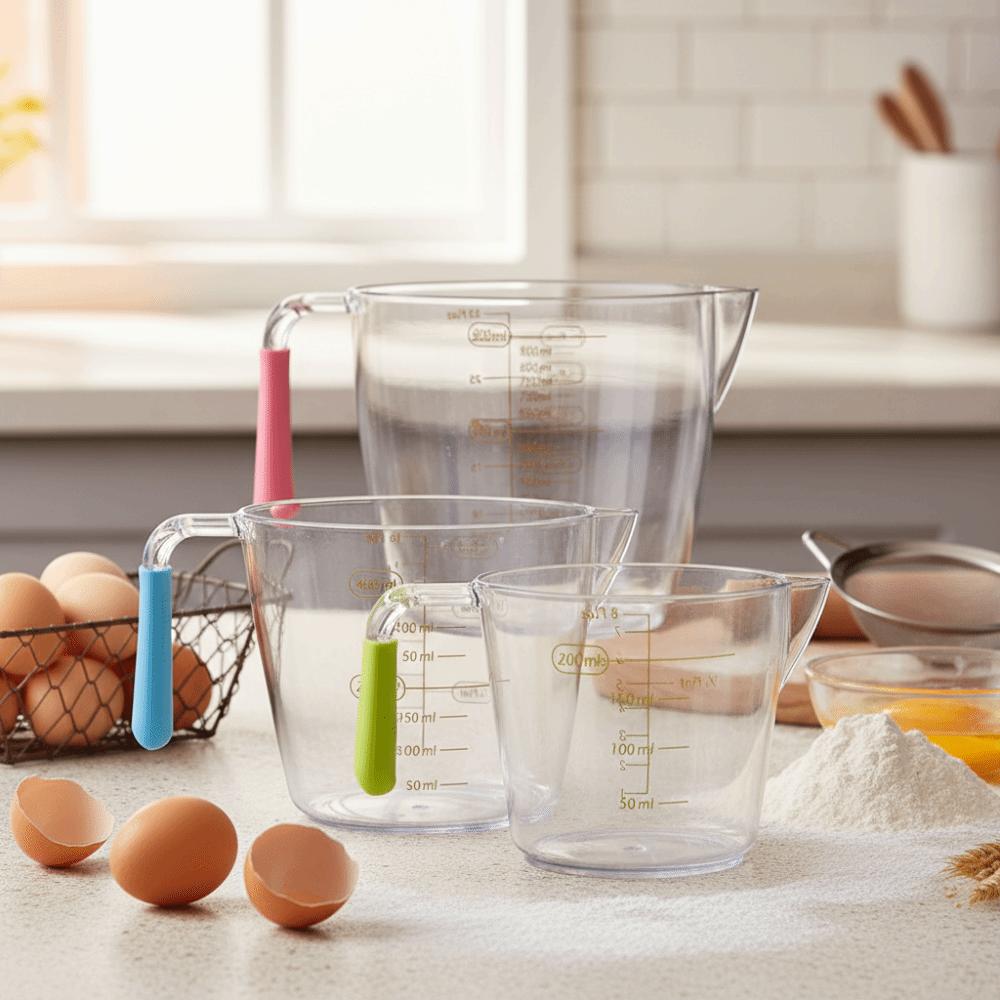 3pcs/set Clear Baking Measuring Cup with Scales Mixing Cup Practical Measure Mug Batter