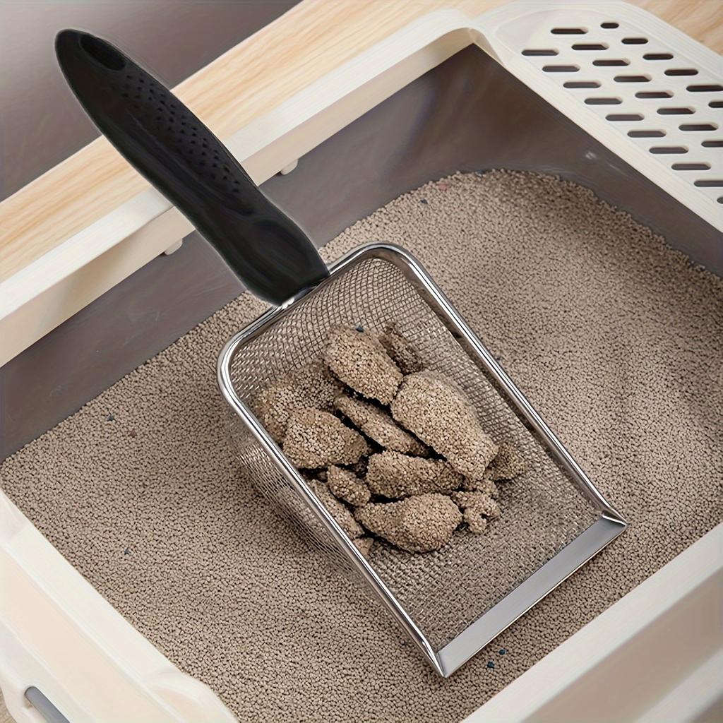 Совок для кошачьего туалета из нержавеющей стали с мелкой сеткой, прочный инструмент для уборки домашних животных с несколькими размерами ячеек