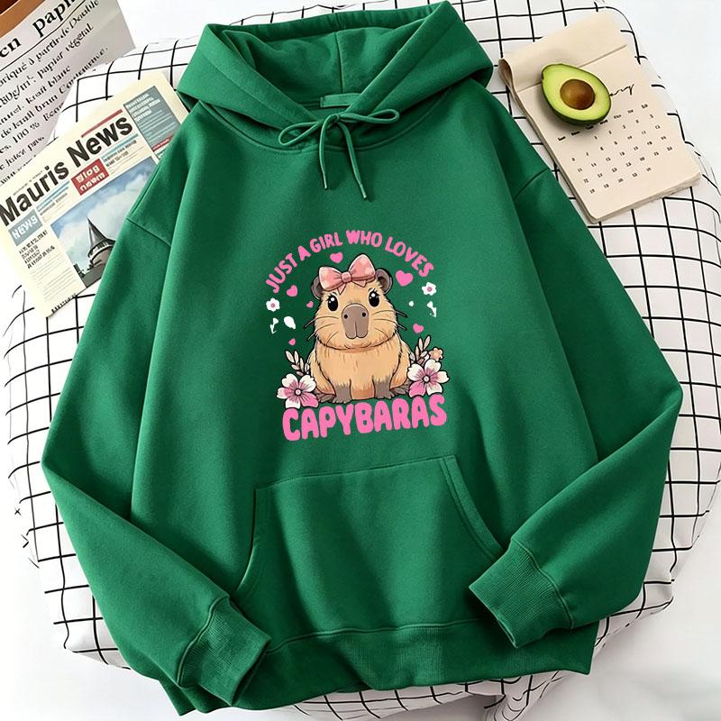 Funny Capybara Sweatshirt Cartoon Anime Hoodies Women Cute Anime Manga Hoody Long Sleeve Hoodies Female Sportwear Clothes Tops